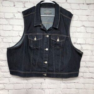 Womens Torrid Dark Wash Sleeveless Stretch Denim Crop Vest Size 6X